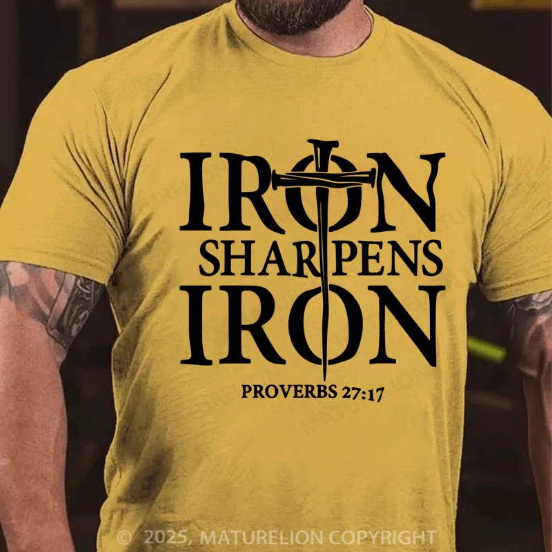 Maturelion Men's T-shirt Iron Sharpens Iron Cotton T-shirt