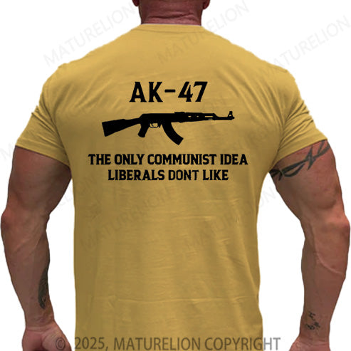 Maturelion Men's T-shirt AK-47 The Only Communist Idea Liberals Don't Like Cotton T-shirt