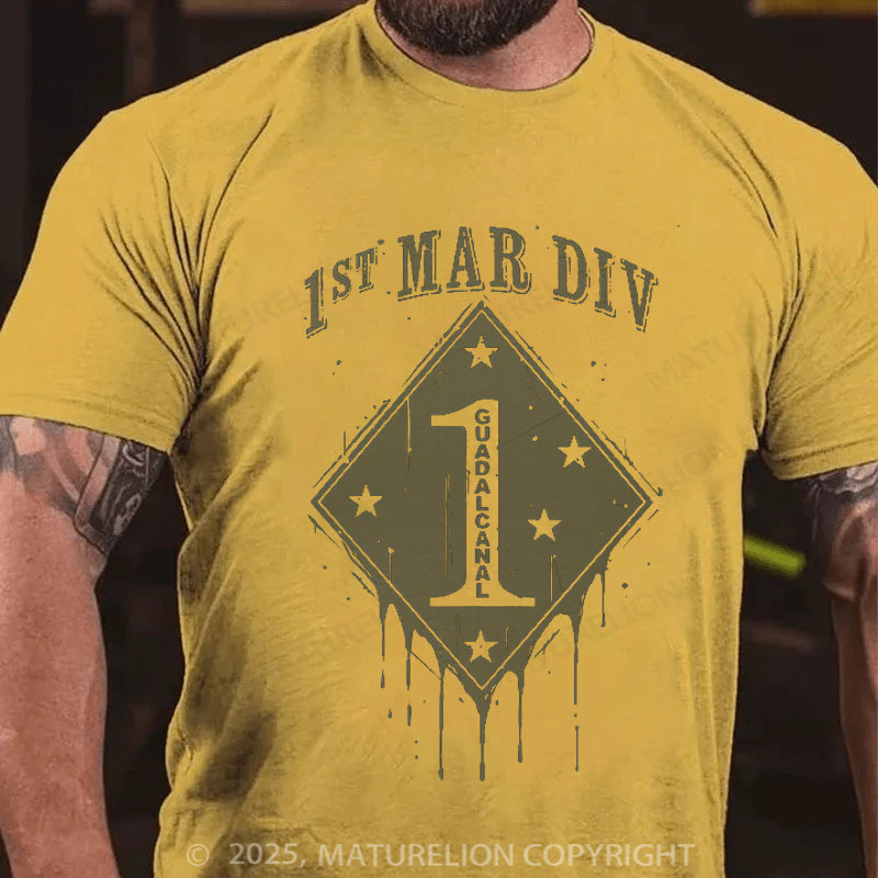 Maturelion Men's T-shirt 1ST MAR DIV GUADALCANAL Cotton T-shirt