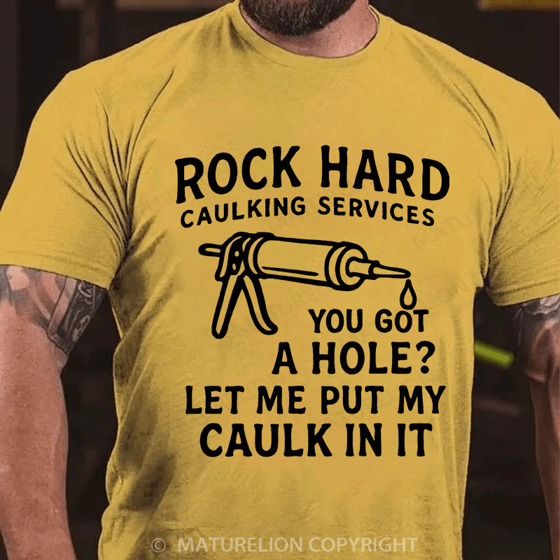 Maturelion Men's T-shirt Rock Hard Caulking Cotton T-shirt