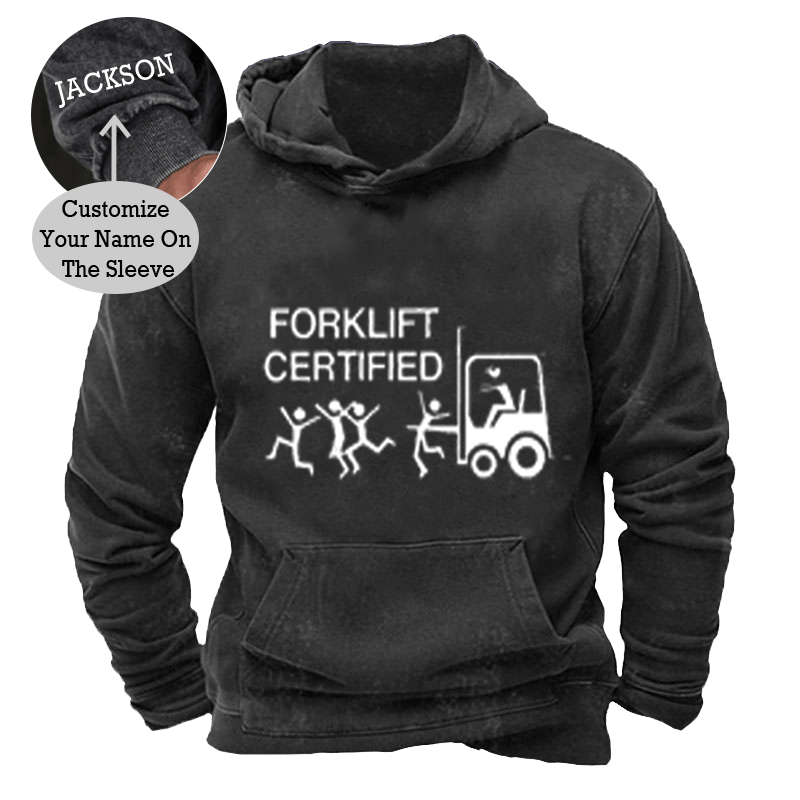 Maturelion Men's Washed Hoodie Forklift Certified Custom Hoodie
