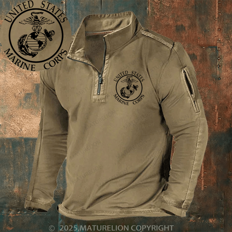 Maturelion Henley Shirt United States Marine Crops Henley Shirt