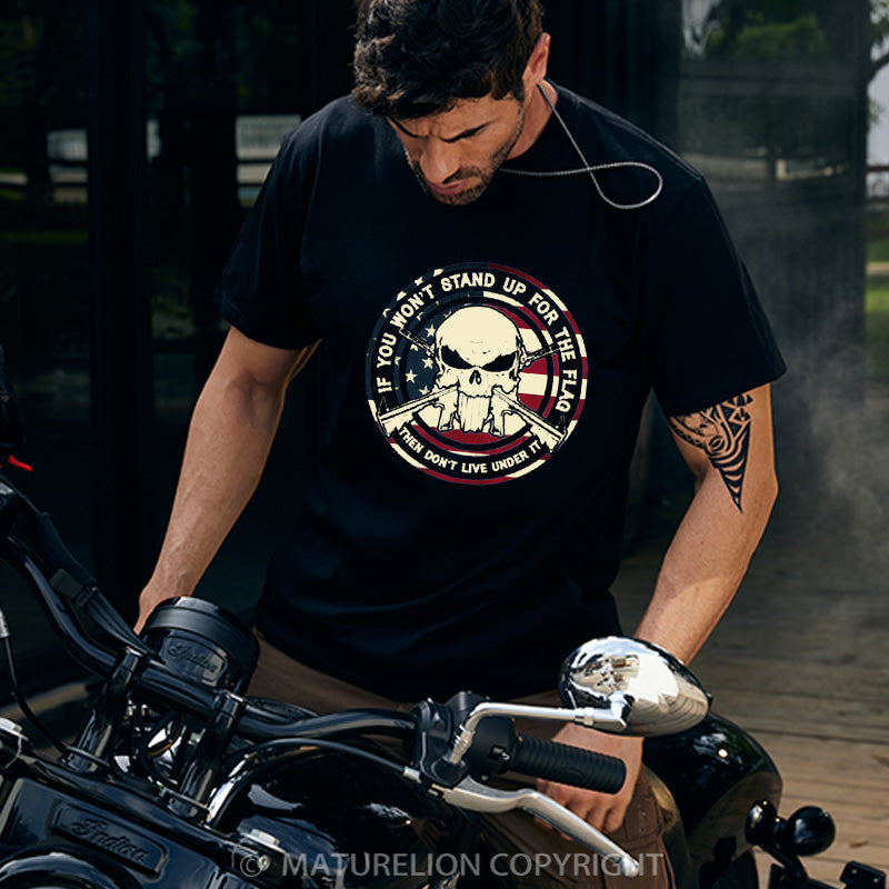 Maturelion Men's T-shirt Skull Veteran Cotton T-shirt