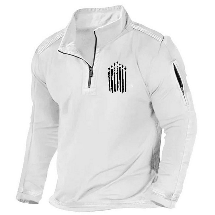 Maturelion Men's Henley Shirt Air Force Fighter Jet Flag Henley Shirt