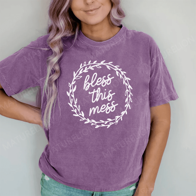 Maturelion Bless This Mess DTG Printing Washed Cotton T-Shirt