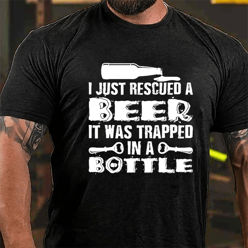 I Just Rescued A Beer It Was Trapped In A Bottle Men's Cotton T-shirt