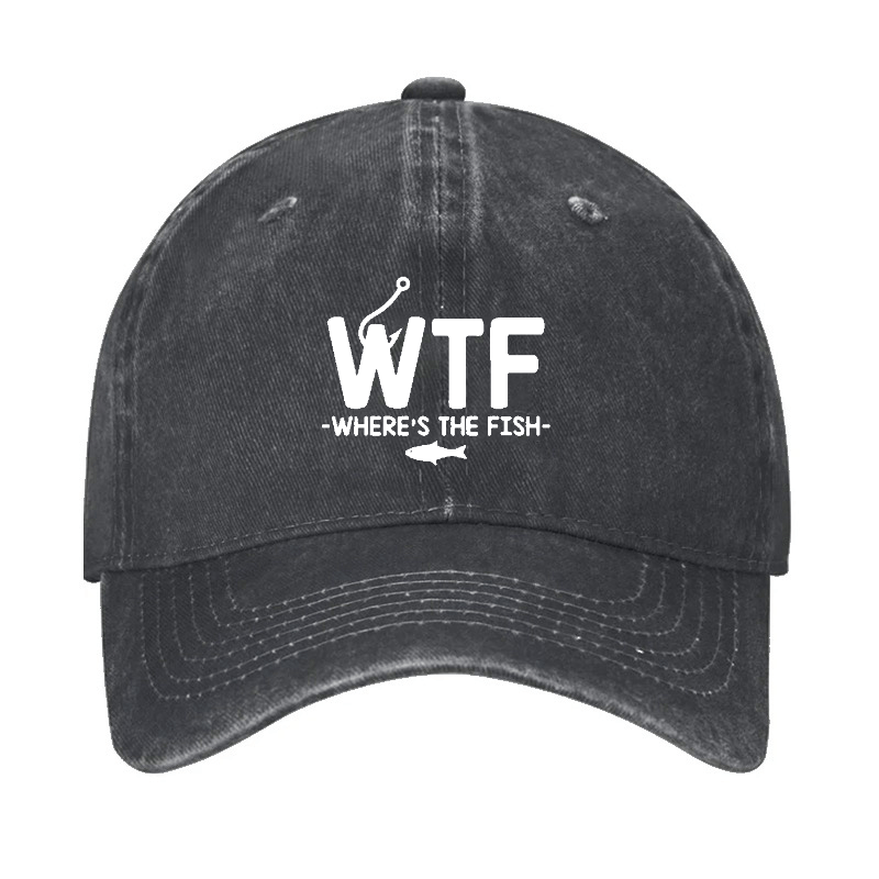 WTF - Where's The Fish Funny Print Cap