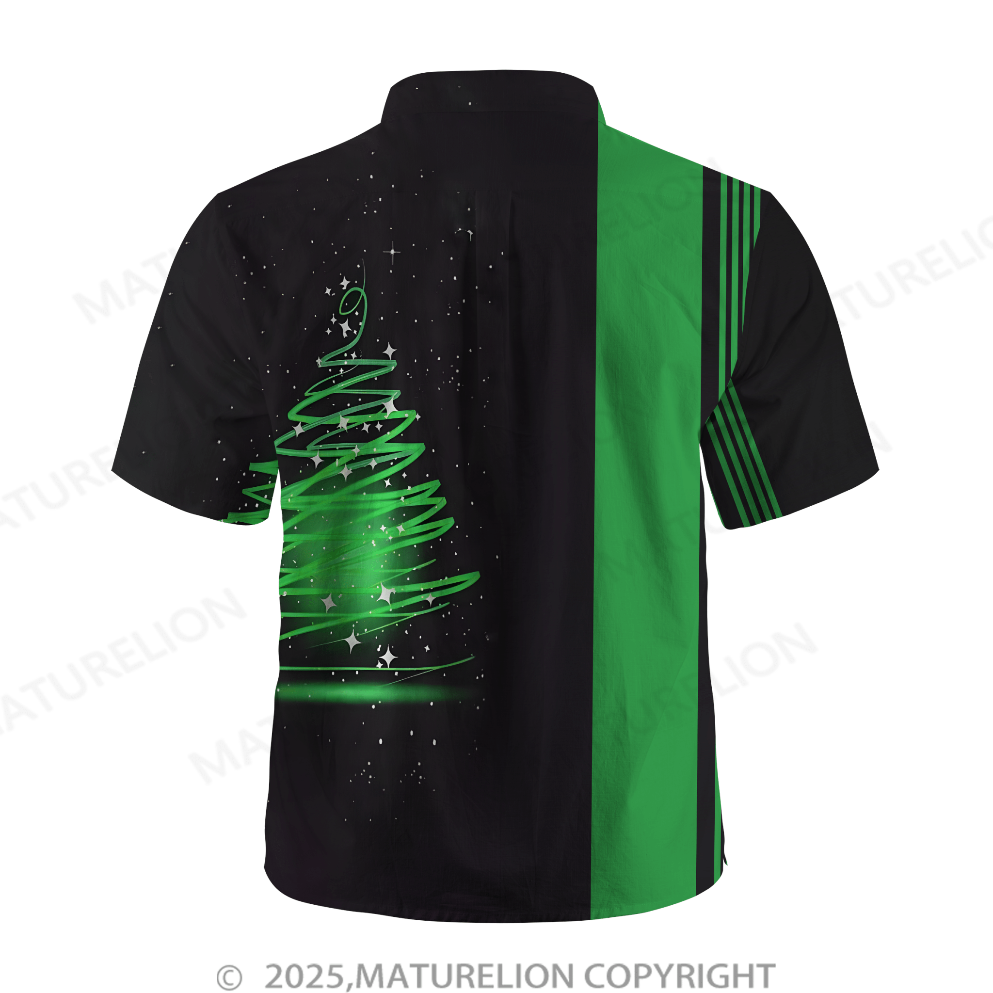 Maturelion Men's Vintage Bowling Christmas Hawaiian Button Short Sleeve Shirt