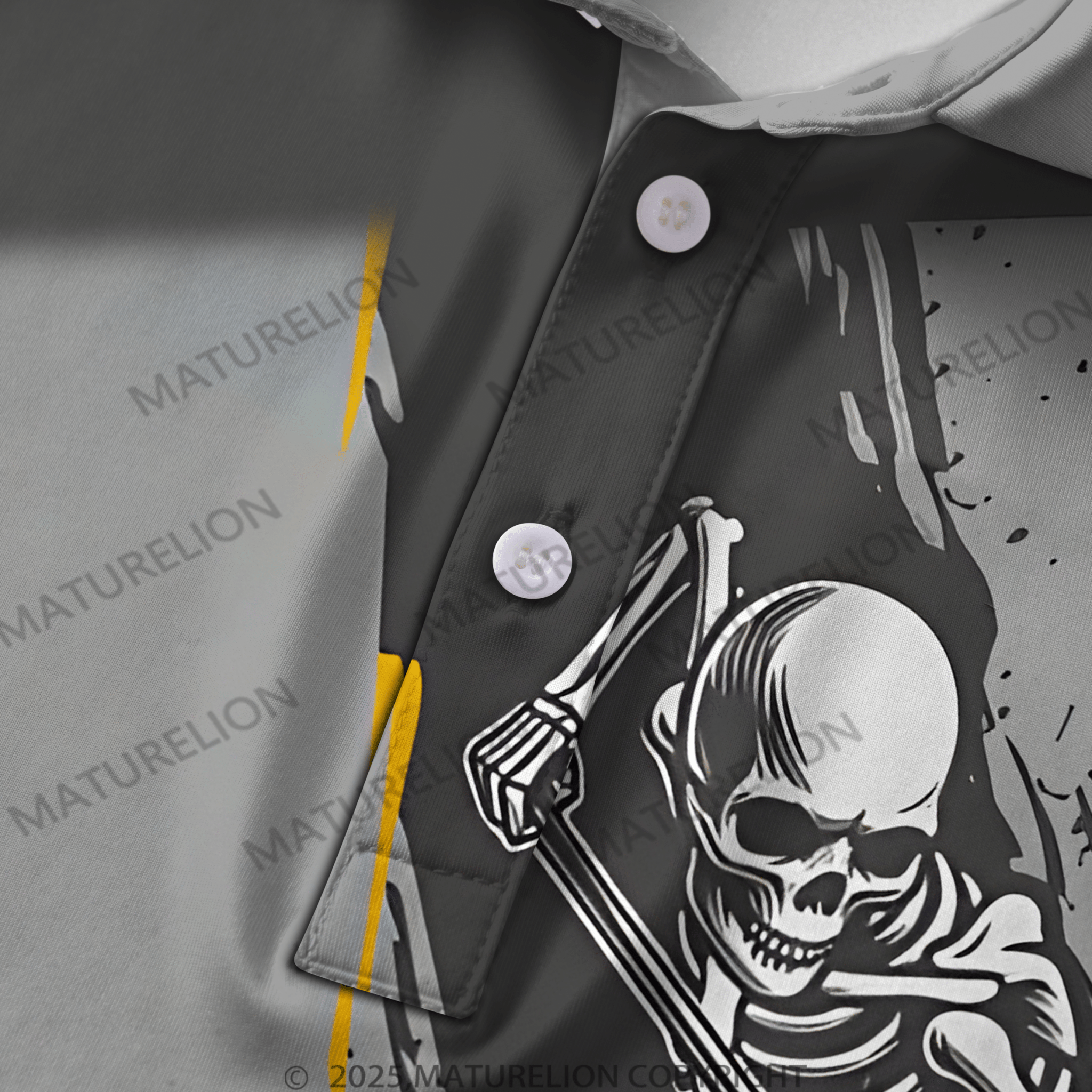 Maturelion Men's Distressed Print Polo Shirt