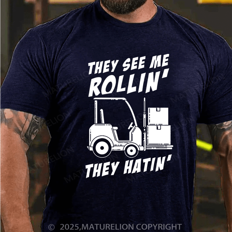 Maturelion Men's T-Shirt They See Me Rollin' They Hatin' Cotton T-Shirt