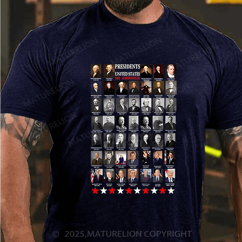 Maturelion Men's T-shirt Presidents Cotton T-shirt