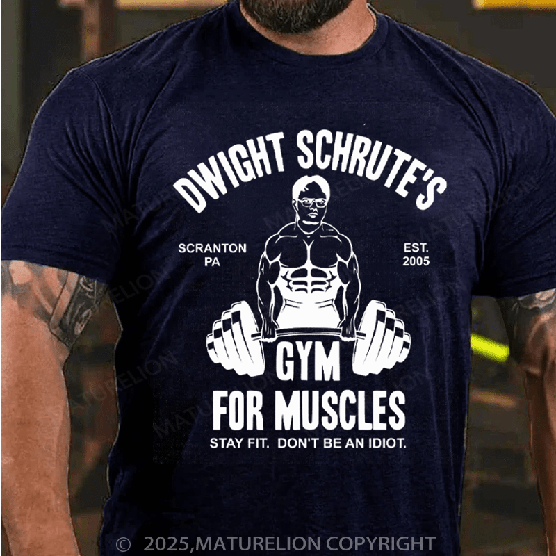 Maturelion Men's T-Shirt Dwight Schrute Gym For Muscles Essential Cotton T-Shirt