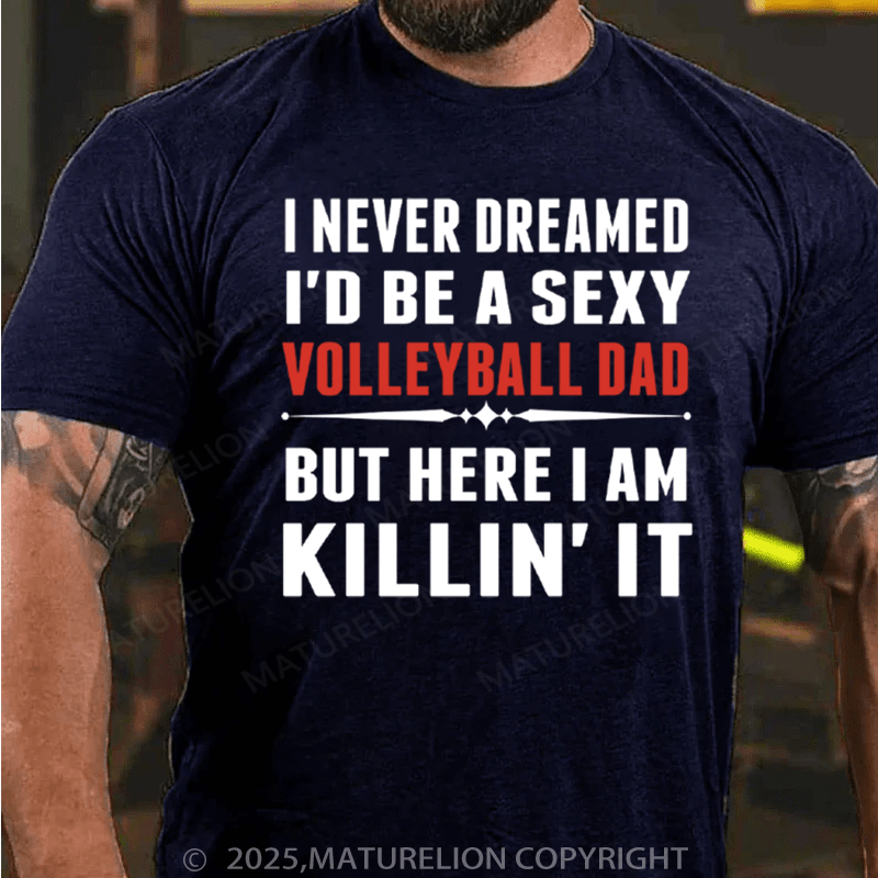 Maturelion Men's T-Shirt Keep Calm Volleyball Dad Cotton T-Shirt