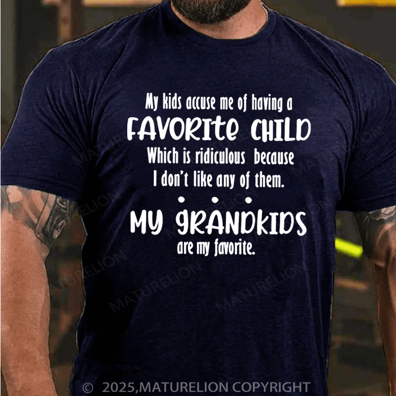 Maturelion Men's T-Shirt My Grandkids Are My Favorite Cotton T-Shirt