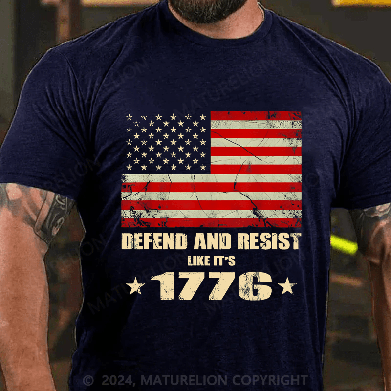 Maturelion Men's T-Shirt Defend and Resist Like It's 1776 T-Shirt