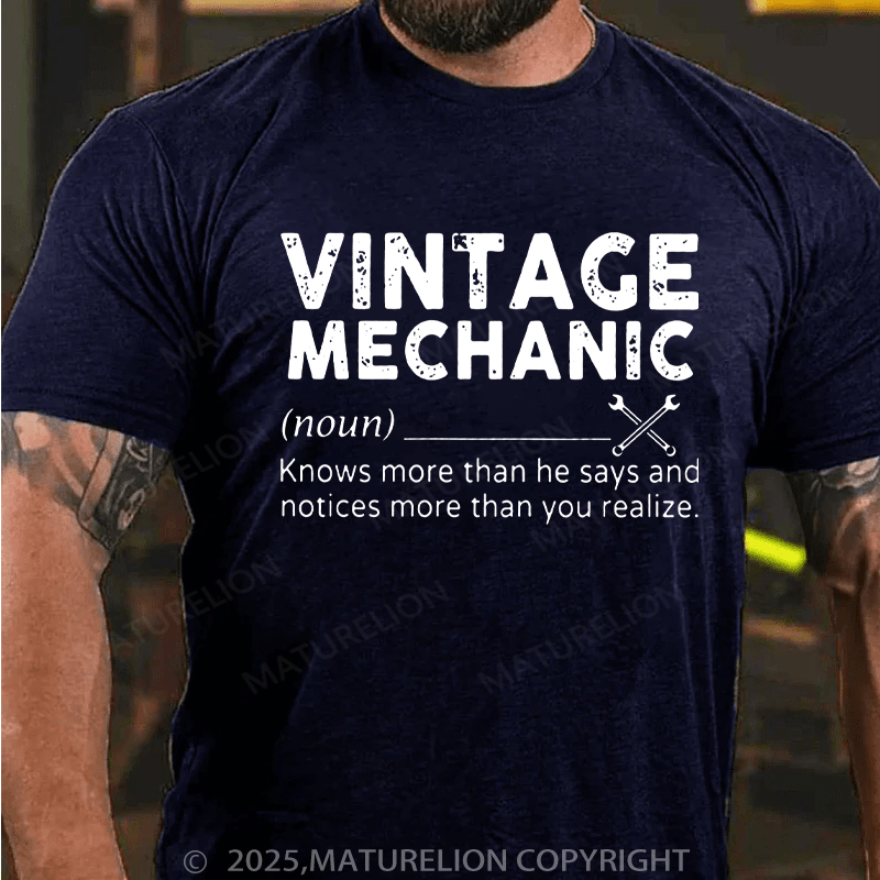 Maturelion Men's T-Shirt Vintage Mechanic Cotton T-Shirt