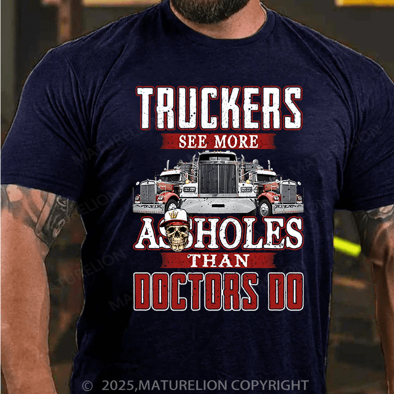 Maturelion Men's T-Shirt TRUCKERS SEE Cotton T-Shirt