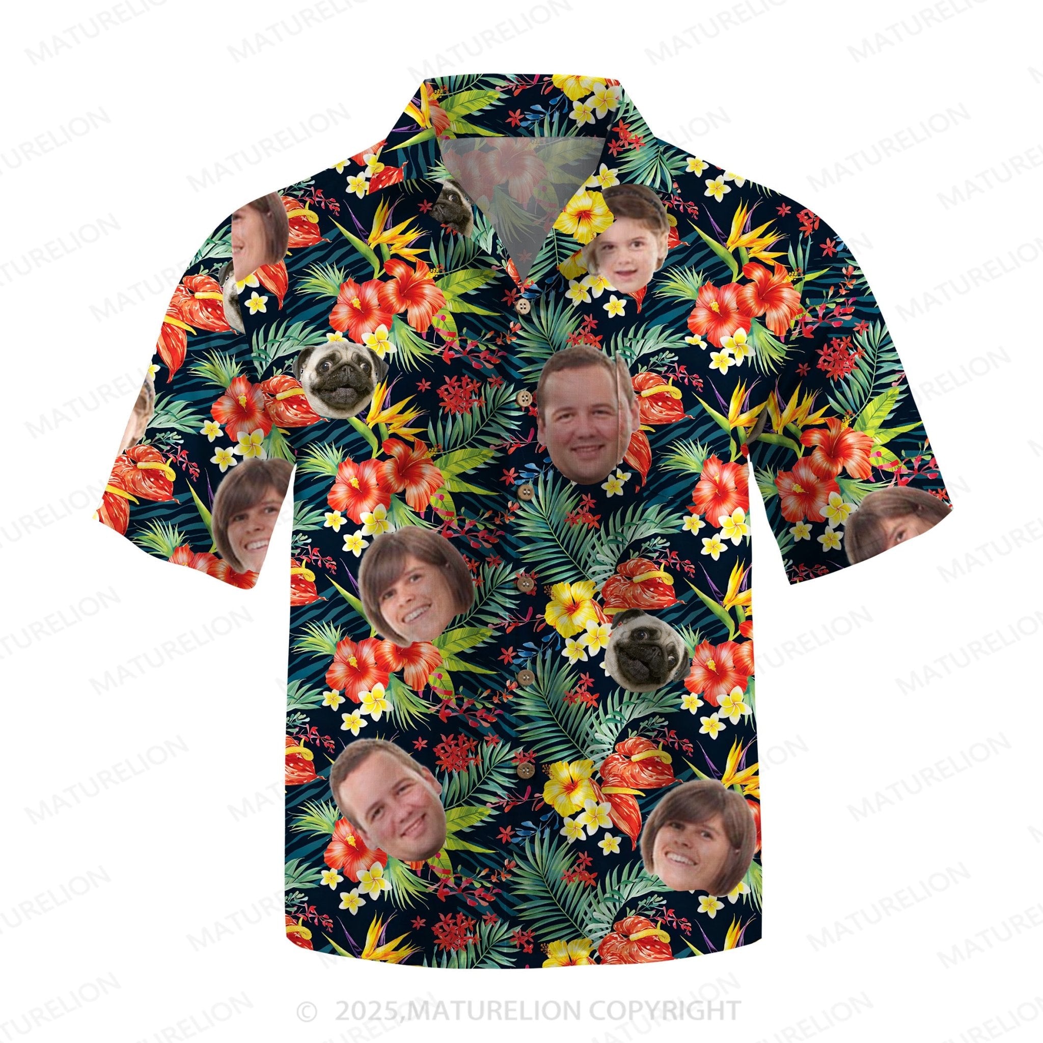 Maturelion Aloha Shirts Hawaiian Shirt with Your Custom Face Print Hawaiian Shirt