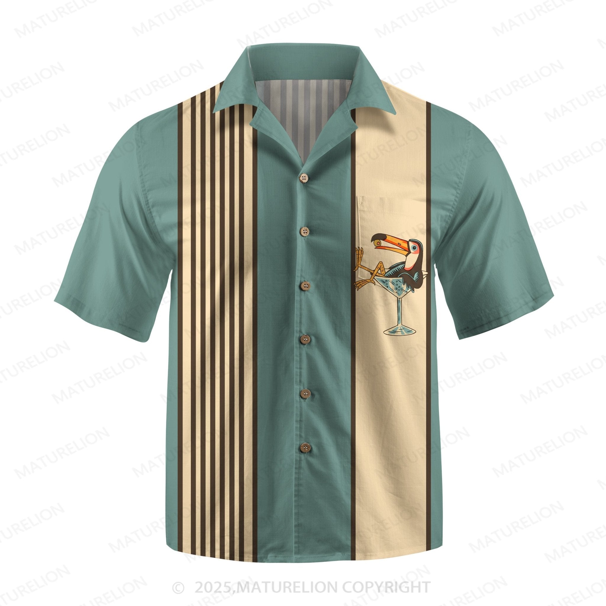 Maturelion Men's Aloha Shirts Vintage Toucan Funny Hawaiian Shirt