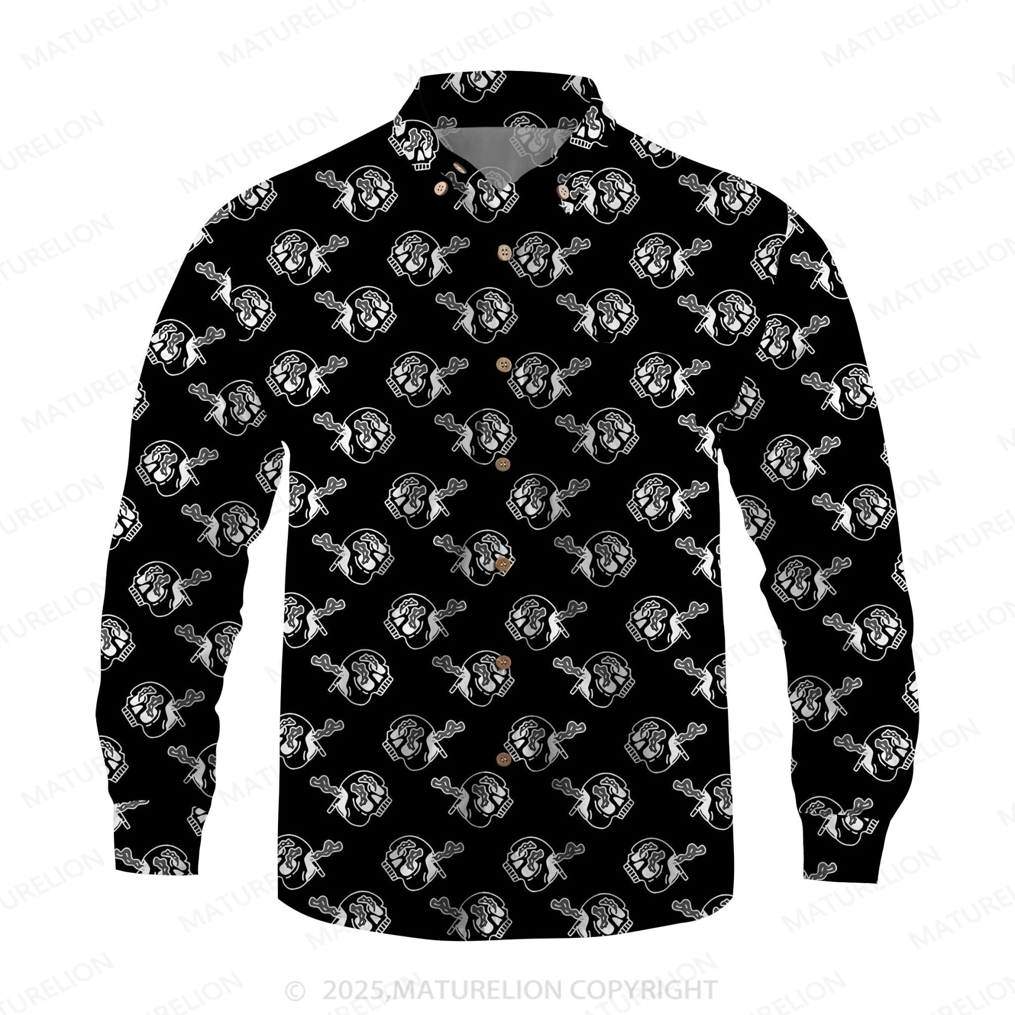 Maturelion Men's Hawaiian Shirt Skull Funny Print Hawaiian Shirt