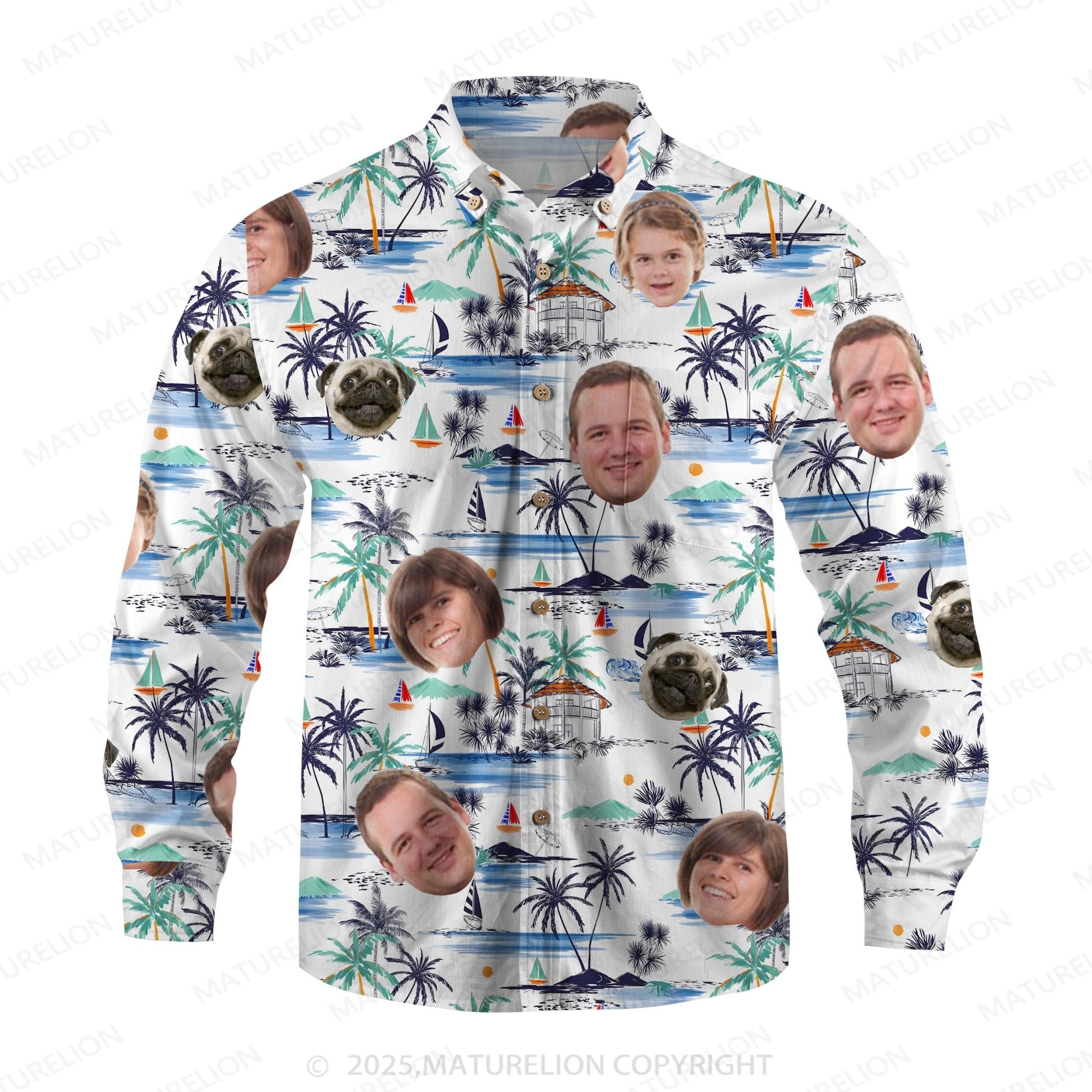 Maturelion Aloha Shirts Personalized Hawaiian Shirt with Your Face Hawaiian Shirt