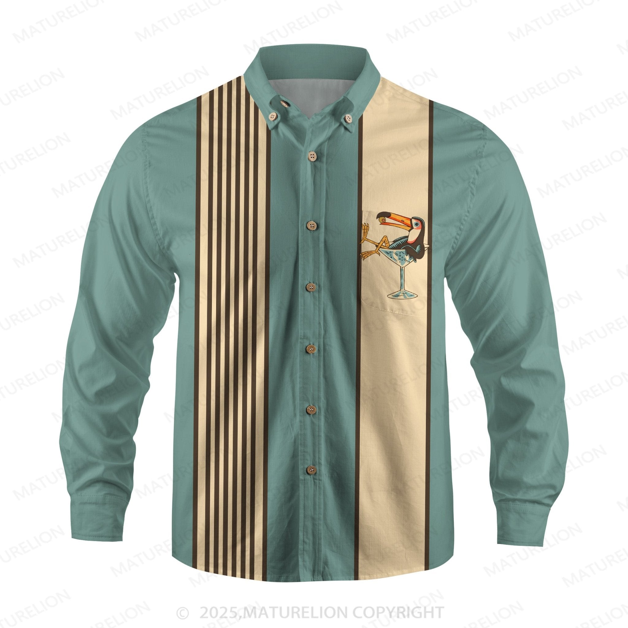 Maturelion Men's Aloha Shirts Vintage Toucan Funny Hawaiian Shirt