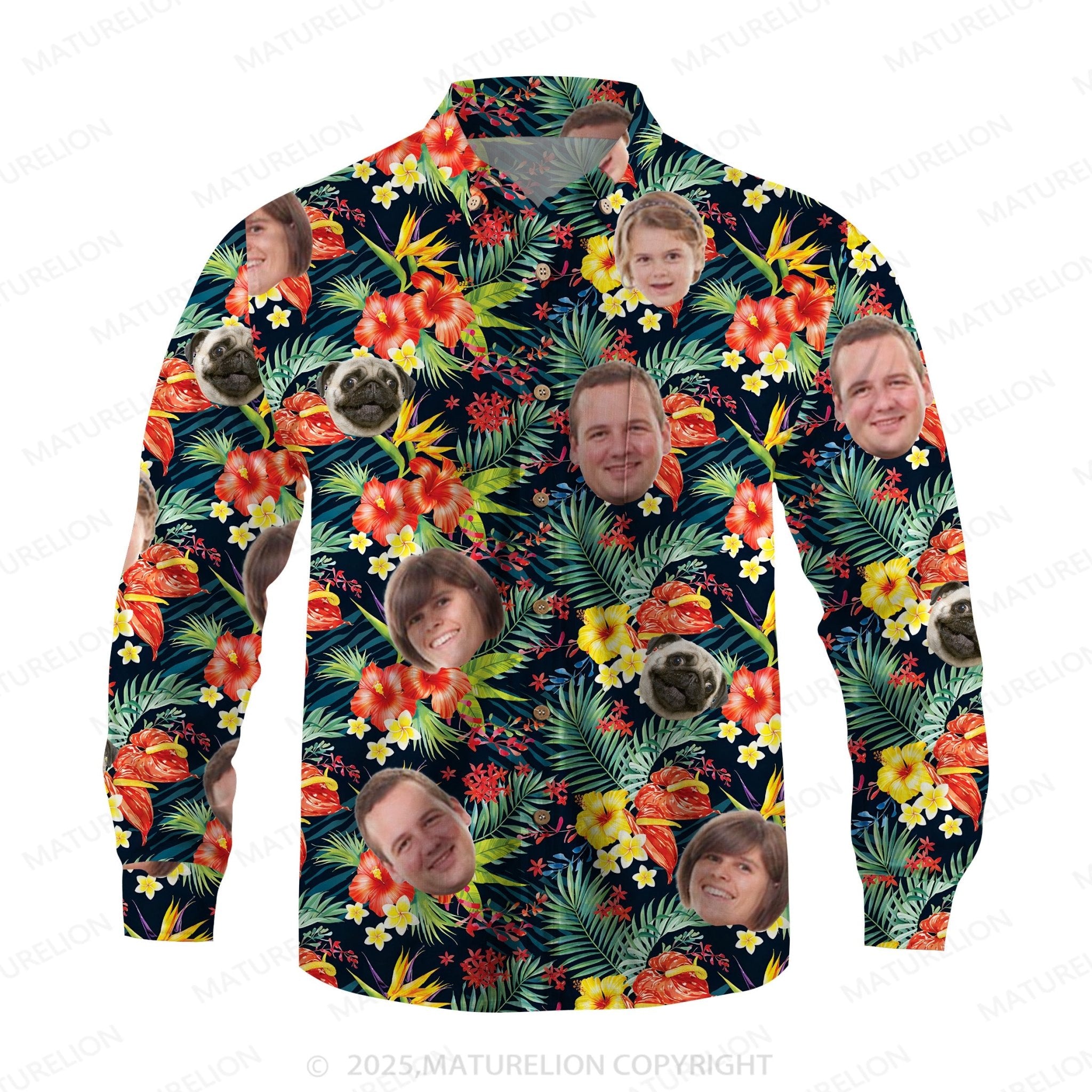 Maturelion Aloha Shirts Hawaiian Shirt with Your Custom Face Print Hawaiian Shirt