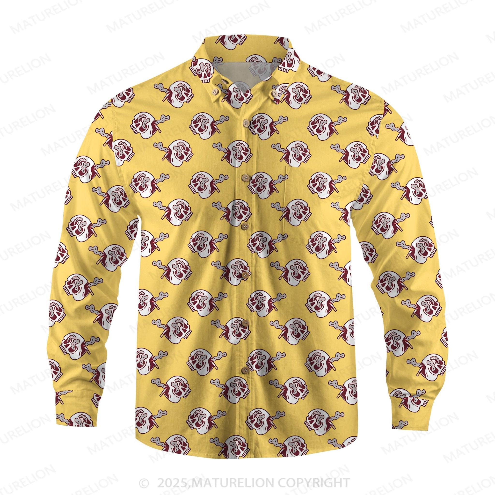 Maturelion Men's Hawaiian Shirt Skull Funny Print Hawaiian Shirt