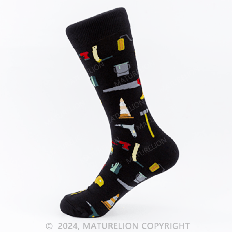Maturelion Hot Sox Men's Fun Occupation & Dad Crew Socks-1 Pair Pack-Cool & Funny Father's Day Gifts