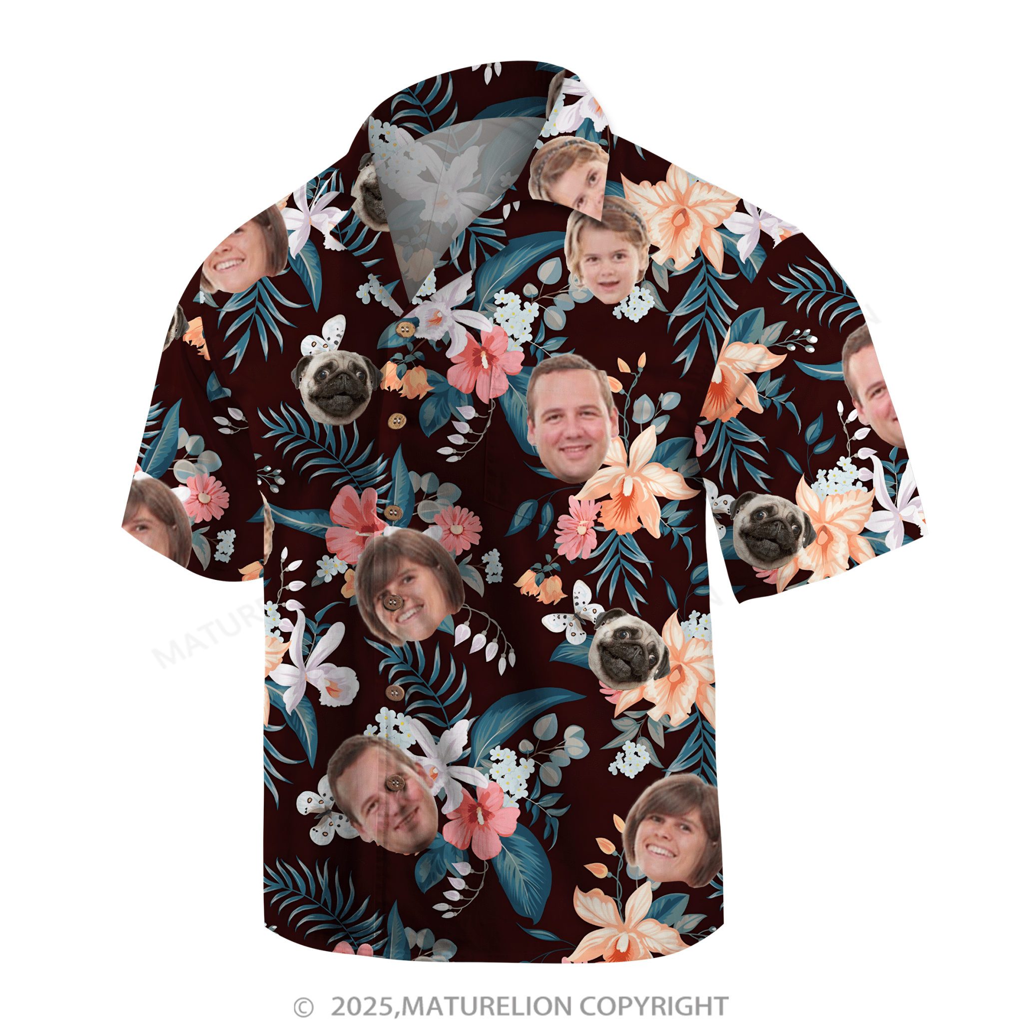 Maturelion Aloha Shirts Hawaiian Shirt Designed with Your Face Hawaiian Shirt