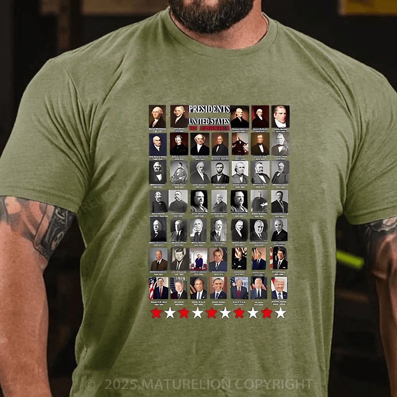 Maturelion Men's T-shirt Presidents Cotton T-shirt
