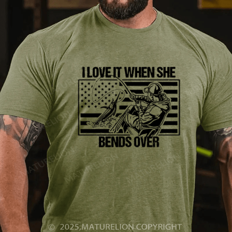 Maturelion Men's T-Shirt Funny Fishing I Love It When She Bends Over Cotton T-Shirt