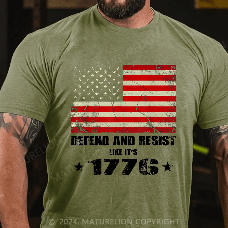 Maturelion Men's T-Shirt Defend and Resist Like It's 1776 T-Shirt
