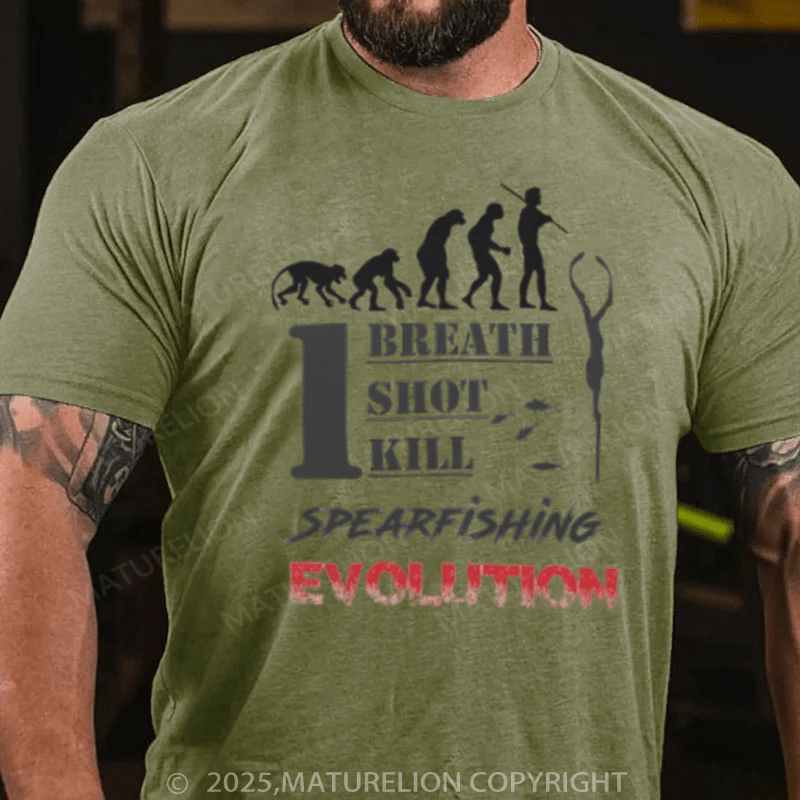 Maturelion Men's T-Shirt Evolution Spearfishing Classic Cotton T-Shirt