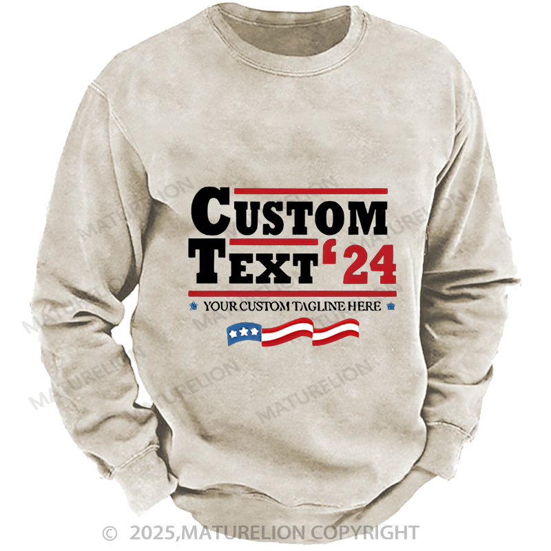 Maturelion Men's Sweatshirts Personalized Election Sweatshirts Washed Sweatshirts