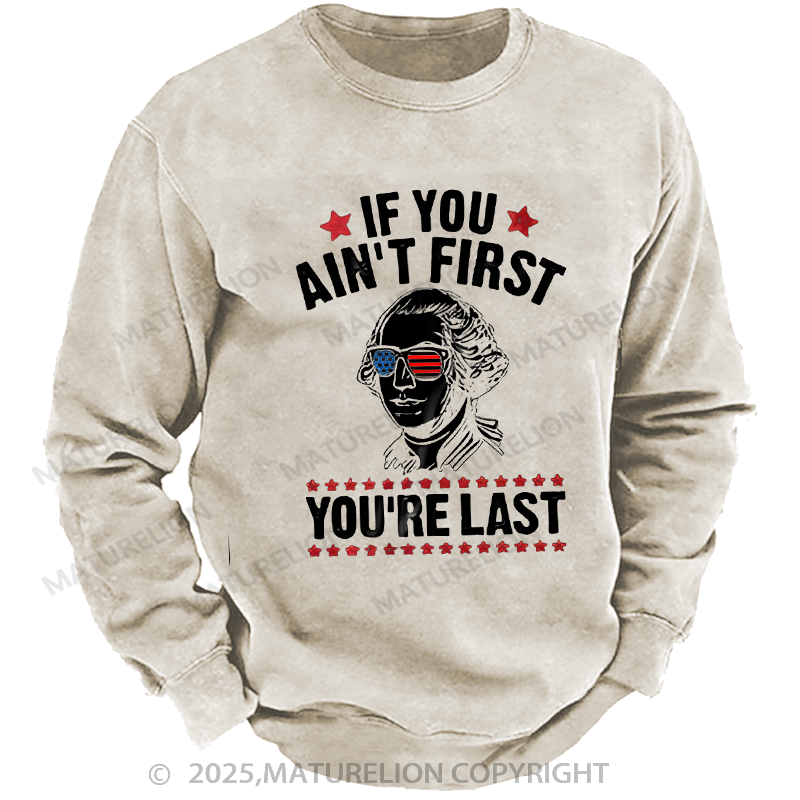 Maturelion Men's Sweatshirts Funny 4th of July Sweatshirts Washed Sweatshirts