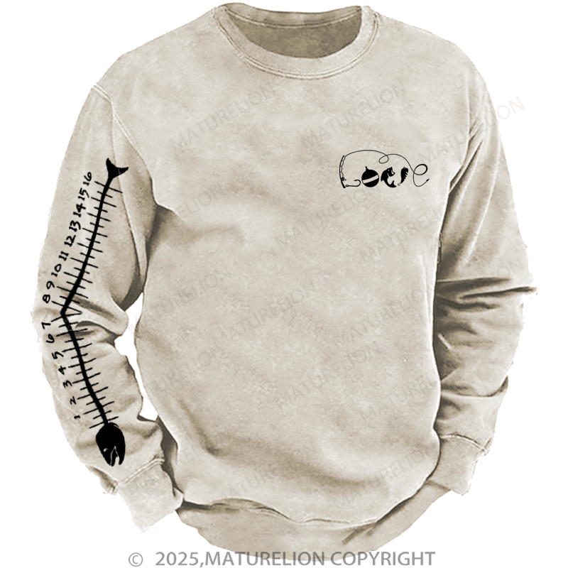 Maturelion Men's Sweatshirt Fishing Ruler Sweatshirt