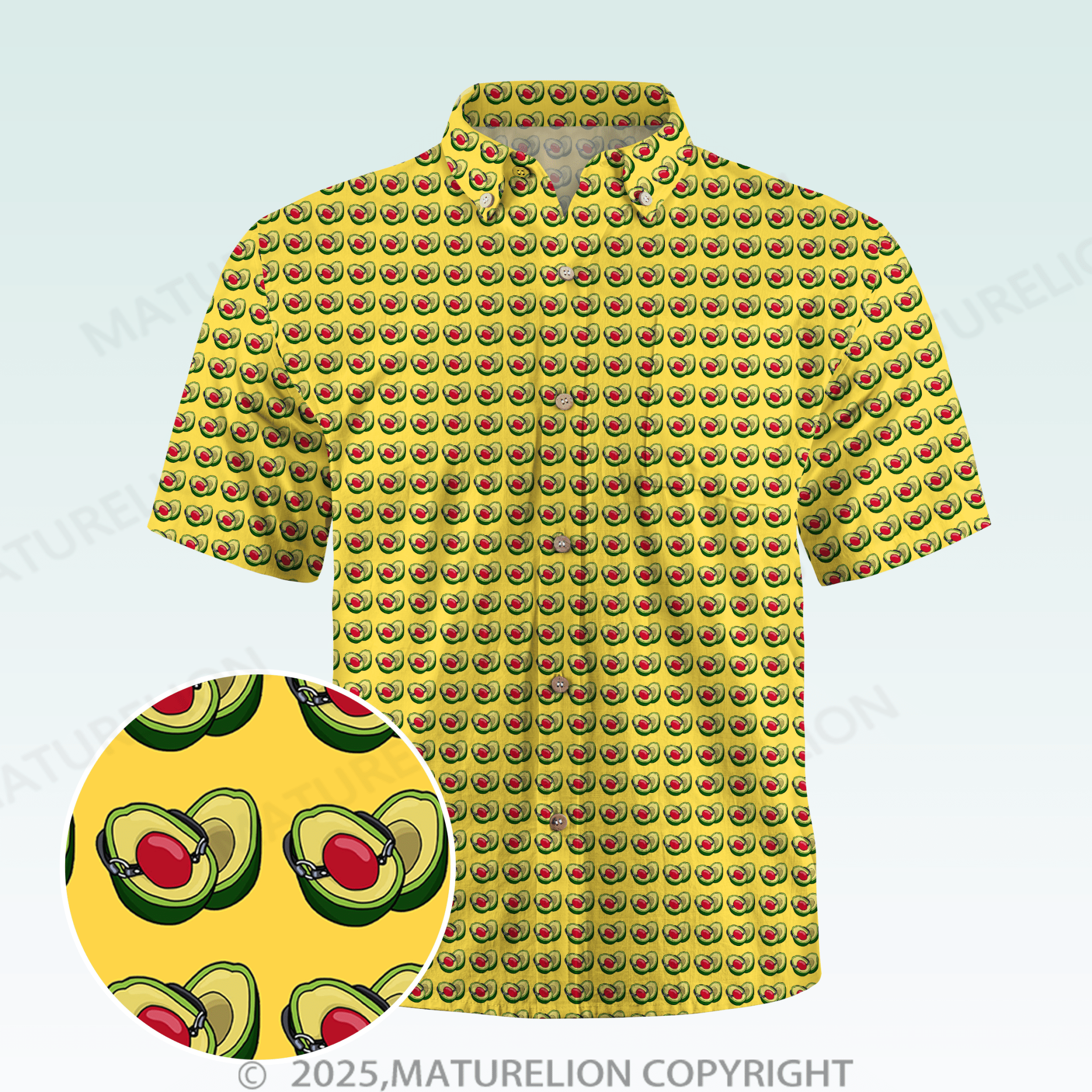 Maturelion Men's Hawaiian Shirt Whimsically Silly Hawaiian Shirt