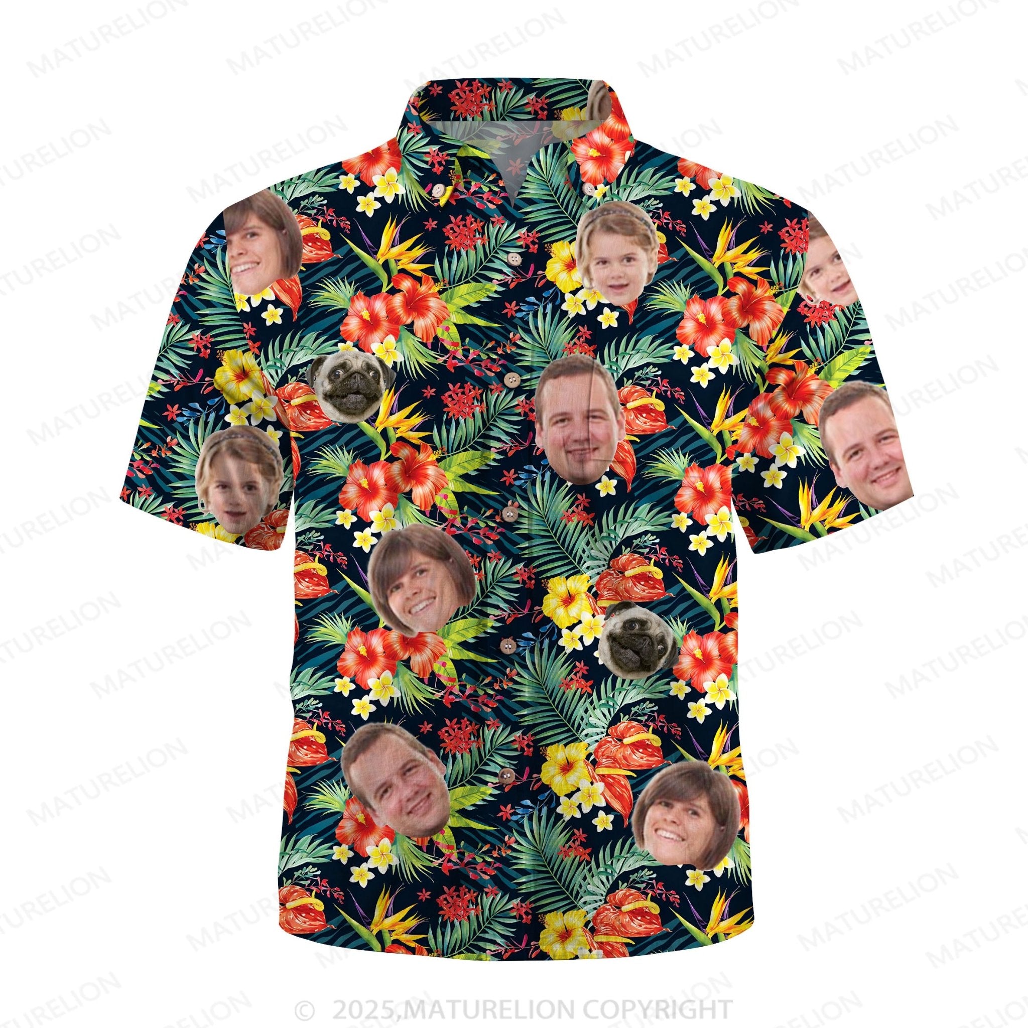 Maturelion Aloha Shirts Hawaiian Shirt with Your Custom Face Print Hawaiian Shirt