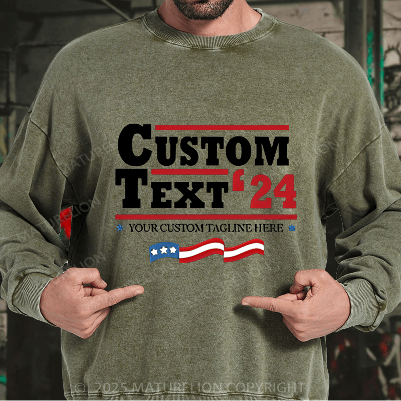 Maturelion Men's Sweatshirts Personalized Election Sweatshirts Washed Sweatshirts