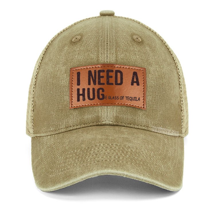 Maturelion I Need A Hug Eglass Of Tequila Leather Patch  Co2 Cap
