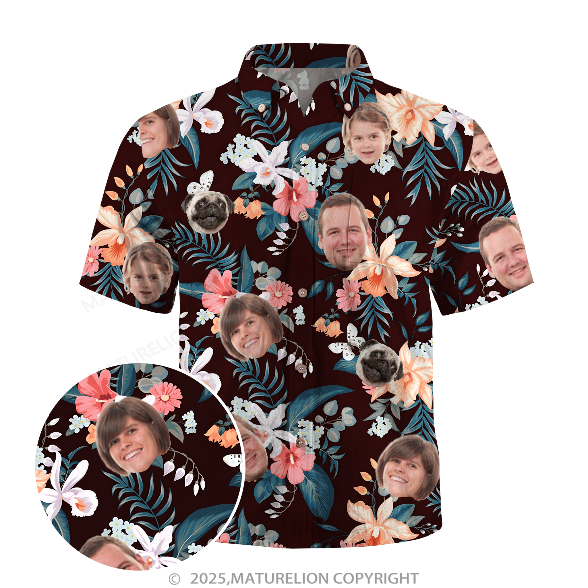 Maturelion Aloha Shirts Hawaiian Shirt Designed with Your Face Hawaiian Shirt