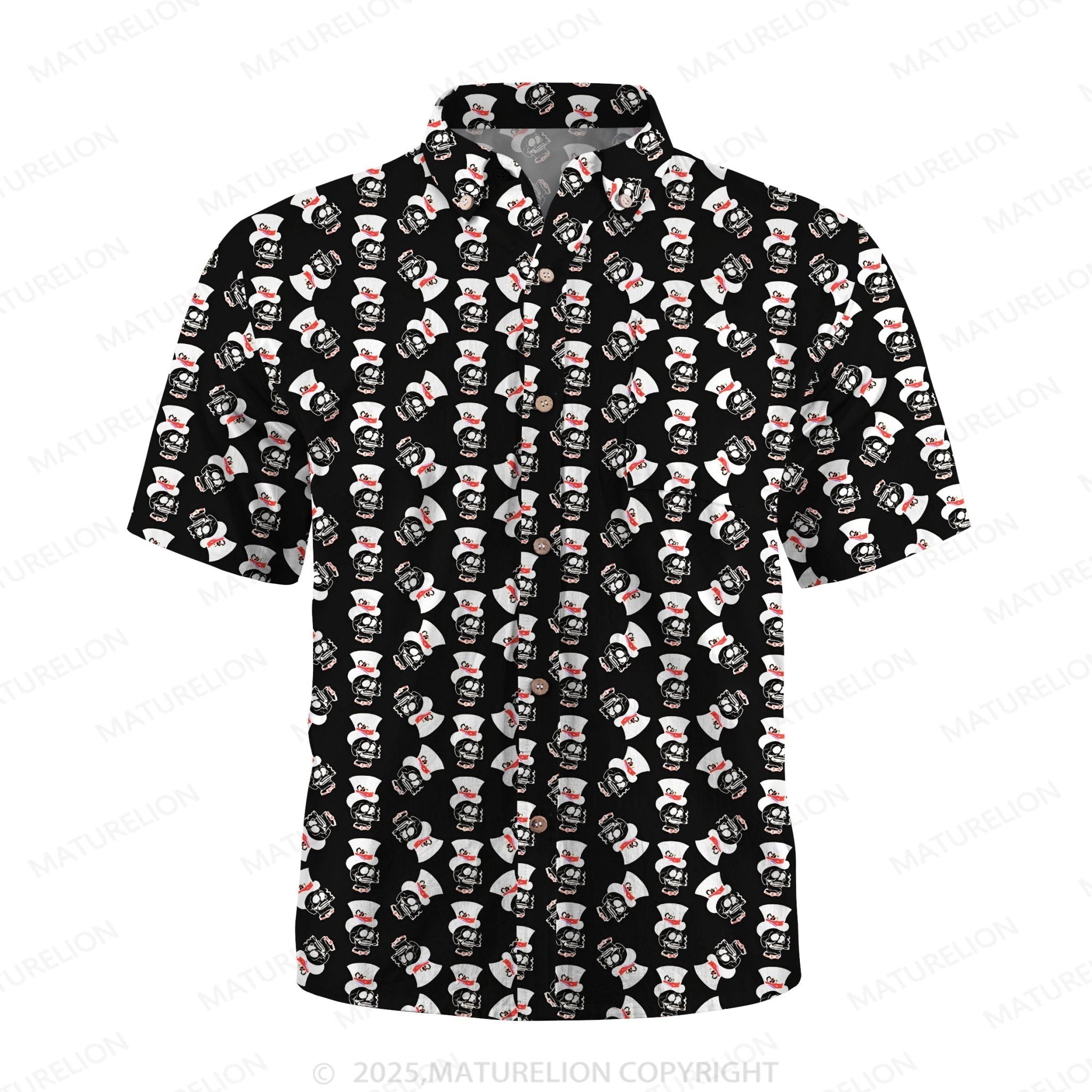 Maturelion Men's Hawaiian Shirt Vintage Skull Hawaiian Shirt