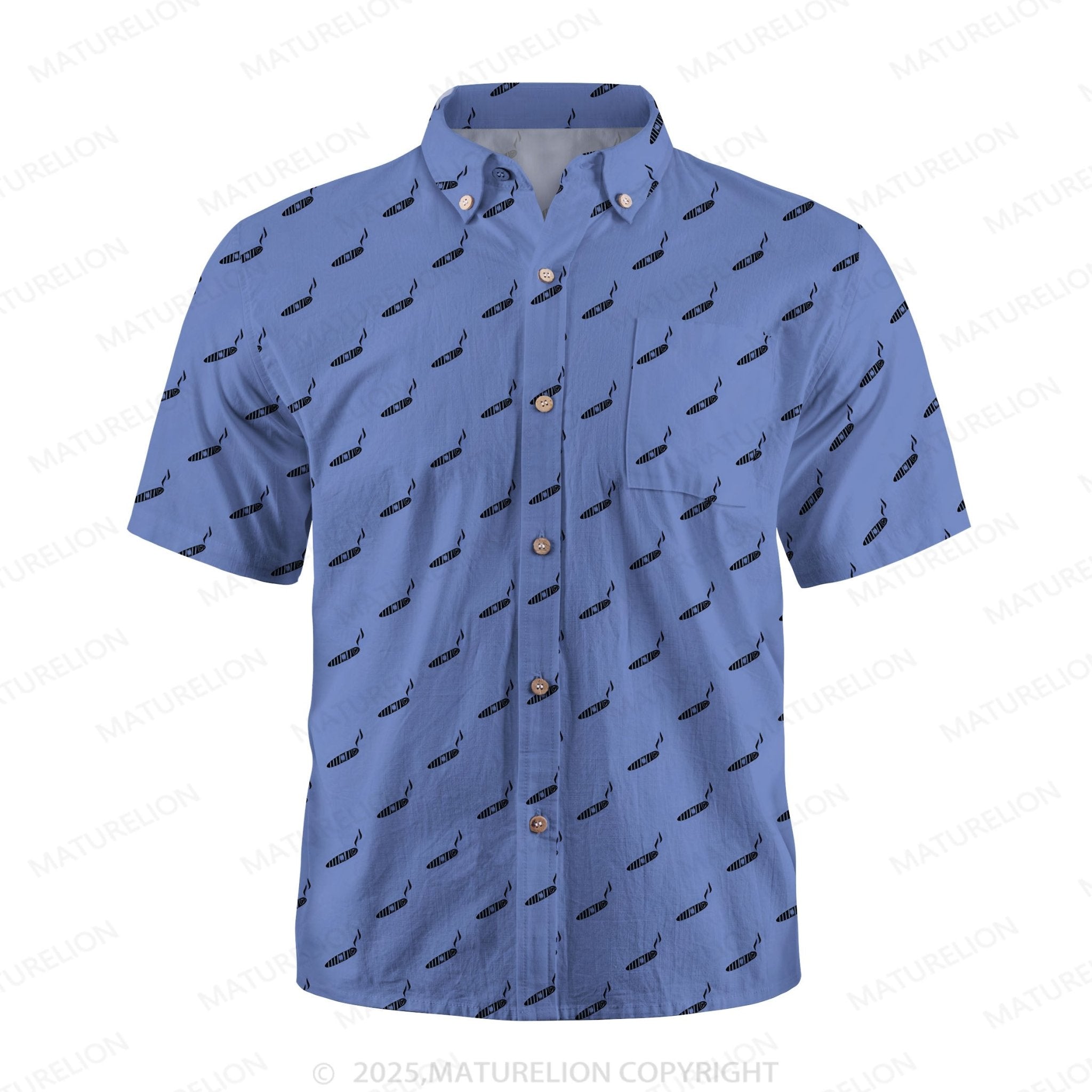 Maturelion Men's Hawaiian Shirt Blue Lagoon Hawaiian Shirt