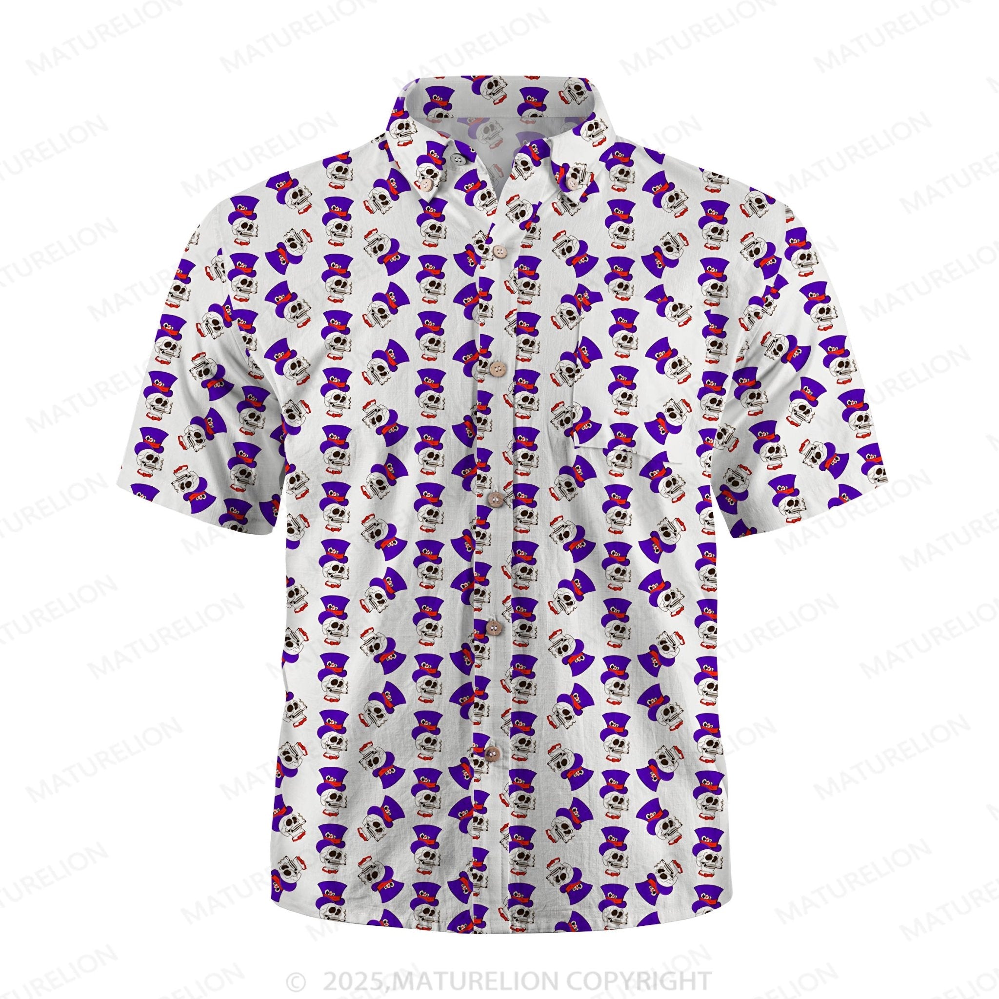 Maturelion Men's Hawaiian Shirt Vintage Skull Hawaiian Shirt