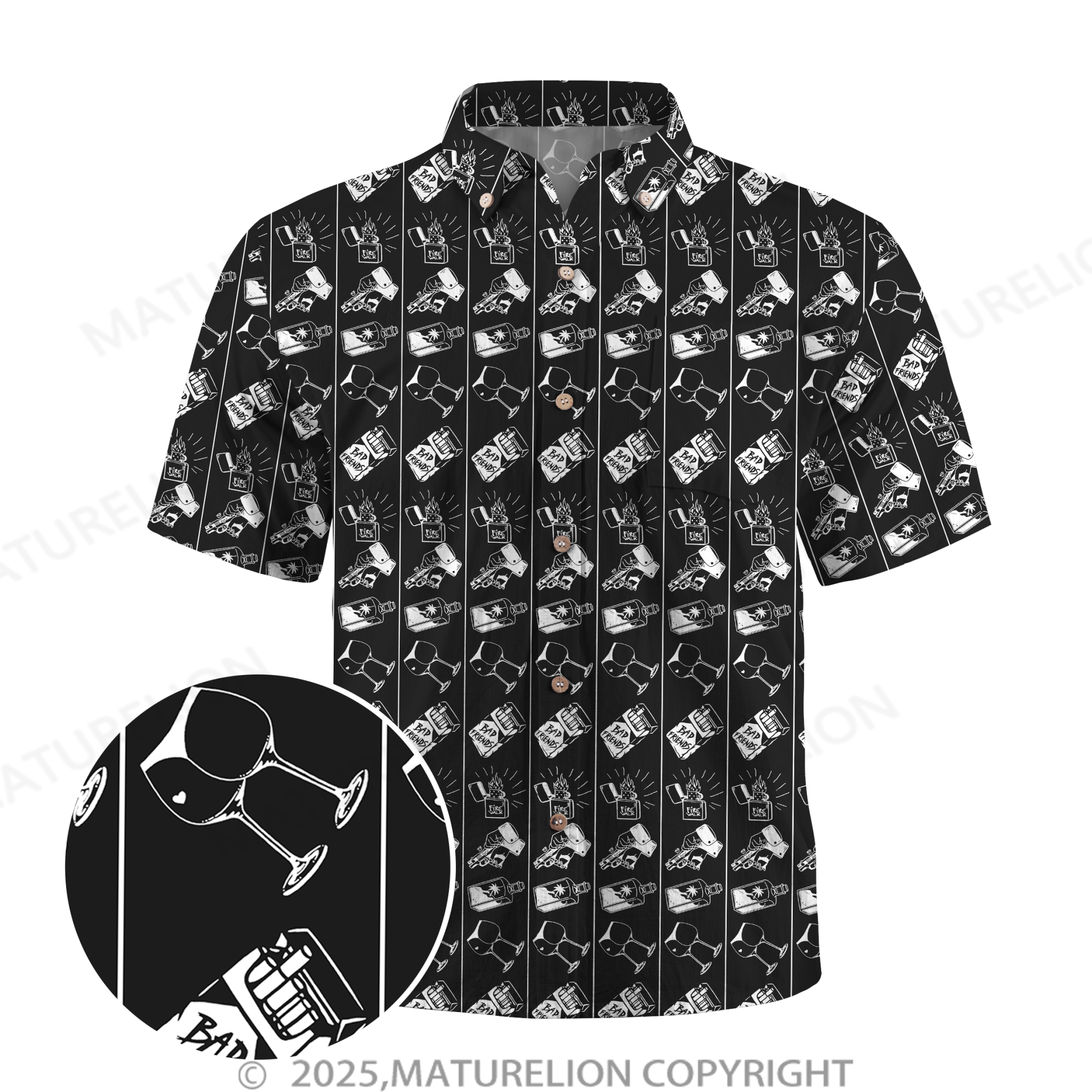 Maturelion Men's Hawaiian Shirt Floral Rush Hawaiian Shirt