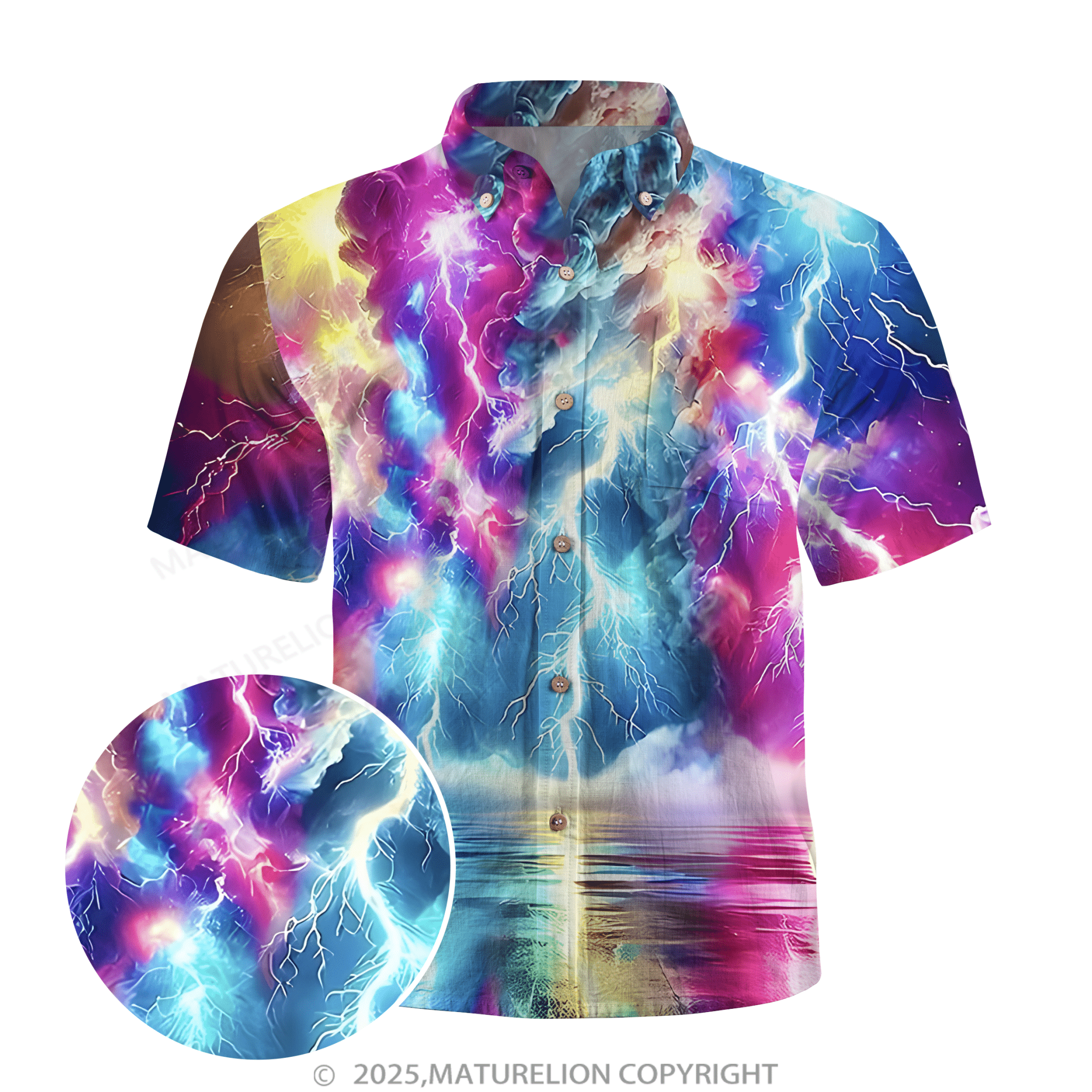 Matreulion Men's Aloha Shirts Rainstorm Hawaiian Shirt