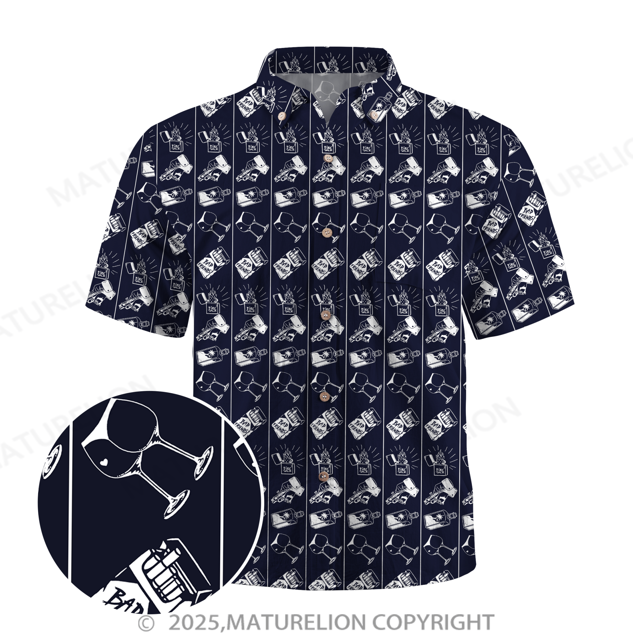 Maturelion Men's Hawaiian Shirt Floral Rush Hawaiian Shirt