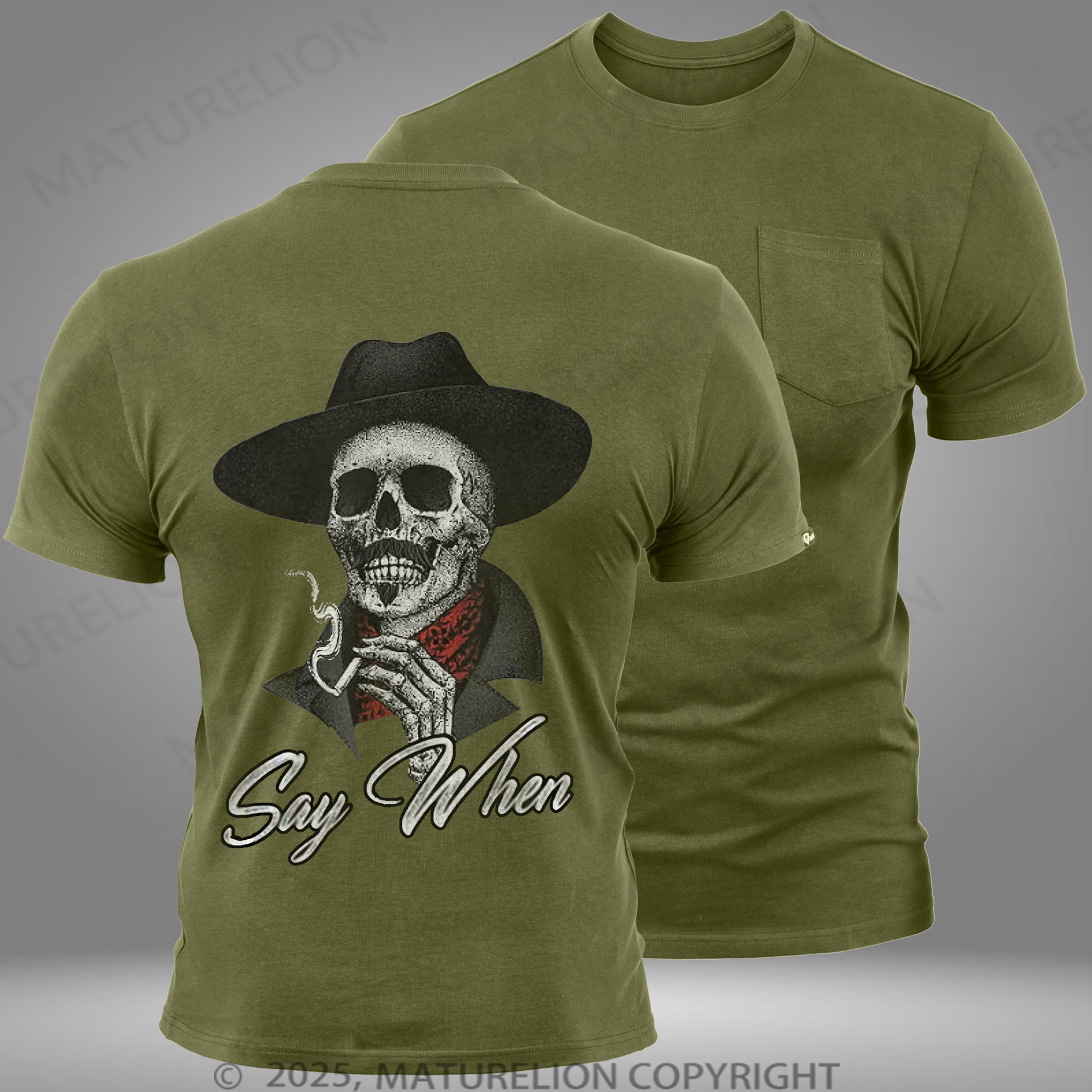 Maturelion Men's T-Shirt Say When Pocket T-shirt
