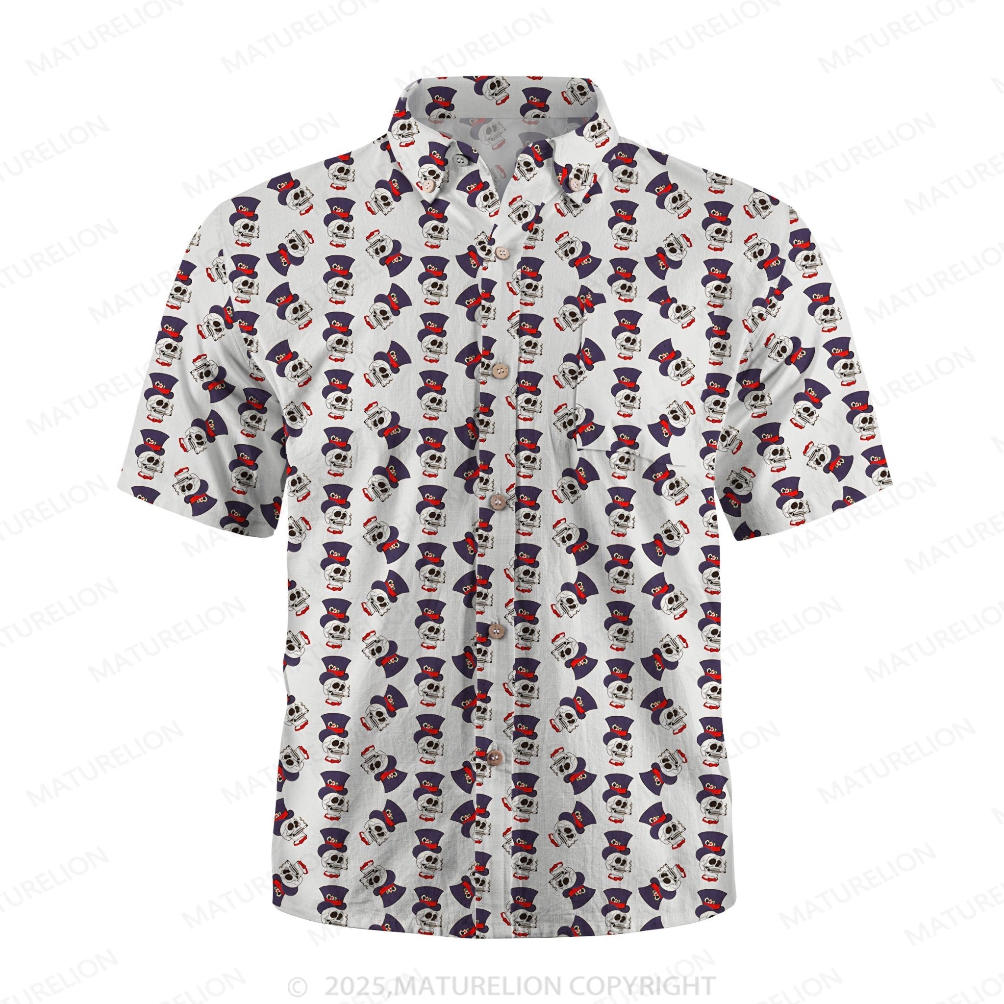 Maturelion Men's Hawaiian Shirt Vintage Skull Hawaiian Shirt